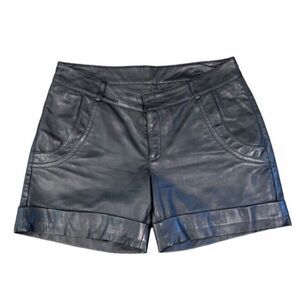 Lot 78 Leather Shorts Cuffed Pockets Black Women’s 27 Lined Biker Rock